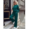 image:imageANRABESS Womens Lounge Sets 2 Piece Velour Sweatsuit Tracksuit  Matching Travel Outfits for Women Velvet Crewneck Pullover Top and Wide Leg Pants Cozy Fall Winter Loungewear SweatSuitsDeep Teal