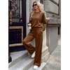 image:imageANRABESS Womens Lounge Sets 2 Piece Velour Sweatsuit Tracksuit  Matching Travel Outfits for Women Velvet Crewneck Pullover Top and Wide Leg Pants Cozy Fall Winter Loungewear SweatSuitsBrown