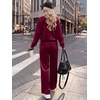 image:imageANRABESS Womens Lounge Sets 2 Piece Velour Sweatsuit Tracksuit  Matching Travel Outfits for Women Velvet Crewneck Pullover Top and Wide Leg Pants Cozy Fall Winter Loungewear SweatSuitsWine Red