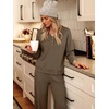 image:imageANRABESS Womens Lounge Sets 2026 Fall Winter 2 Piece Outfits Sweatsuits  Comfy Waffle Knit Loungewear Long Sleeve Henley Top amp Wide Leg Pants with PocketsCozy Soft Daily WearKhaki