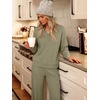 image:imageANRABESS Womens Lounge Sets 2026 Fall Winter 2 Piece Outfits Sweatsuits  Comfy Waffle Knit Loungewear Long Sleeve Henley Top amp Wide Leg Pants with PocketsCozy Soft Daily WearGreen
