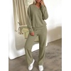 image:imageANRABESS Womens Lounge Sets 2026 Fall Winter 2 Piece Outfits Sweatsuits  Comfy Waffle Knit Loungewear Long Sleeve Henley Top amp Wide Leg Pants with PocketsCozy Soft Daily WearGreen