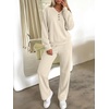 image:imageANRABESS Womens Lounge Sets 2026 Fall Winter 2 Piece Outfits Sweatsuits  Comfy Waffle Knit Loungewear Long Sleeve Henley Top amp Wide Leg Pants with PocketsCozy Soft Daily WearApricot