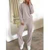 image:imageANRABESS Womens Lounge Sets 2026 Fall Winter 2 Piece Outfits Sweatsuits  Comfy Waffle Knit Loungewear Long Sleeve Henley Top amp Wide Leg Pants with PocketsCozy Soft Daily WearGrey Taupe
