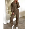 image:imageANRABESS Womens Lounge Sets 2026 Fall Winter 2 Piece Outfits Sweatsuits  Comfy Waffle Knit Loungewear Long Sleeve Henley Top amp Wide Leg Pants with PocketsCozy Soft Daily WearKhaki