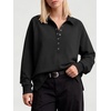 image:imageANRABESS Womens Oversized Button Up Henley Sweatshirts  Collared V Neck Long Sleeve ShirtCozy Side Slit Fleece Pullover Top Casual 2026 Fall Fashion OutfitsWork Travel ClothesBlack