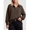 image:imageANRABESS Womens Oversized Button Up Henley Sweatshirts  Collared V Neck Long Sleeve ShirtCozy Side Slit Fleece Pullover Top Casual 2026 Fall Fashion OutfitsWork Travel ClothesCoffee