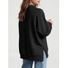 image:imageANRABESS Womens Oversized Button Up Henley Sweatshirts  Collared V Neck Long Sleeve ShirtCozy Side Slit Fleece Pullover Top Casual 2026 Fall Fashion OutfitsWork Travel ClothesBlack