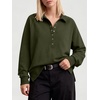 image:imageANRABESS Womens Oversized Button Up Henley Sweatshirts  Collared V Neck Long Sleeve ShirtCozy Side Slit Fleece Pullover Top Casual 2026 Fall Fashion OutfitsWork Travel ClothesArmy Green