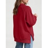 image:imageANRABESS Womens Oversized Button Up Henley Sweatshirts  Collared V Neck Long Sleeve ShirtCozy Side Slit Fleece Pullover Top Casual 2026 Fall Fashion OutfitsWork Travel ClothesRed