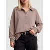 image:imageANRABESS Womens Oversized Button Up Henley Sweatshirts  Collared V Neck Long Sleeve ShirtCozy Side Slit Fleece Pullover Top Casual 2026 Fall Fashion OutfitsWork Travel ClothesMocha
