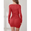 image:imageANRABESS Womens Ribbed Knit Long Sleeve Mini Dresses  Comfy Stretch Bodycon Basic Square Neck Slim Fit Party Cocktail Club Night Out Short Dress Fall Winter ClothesRed