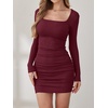 image:imageANRABESS Womens Ribbed Knit Long Sleeve Mini Dresses  Comfy Stretch Bodycon Basic Square Neck Slim Fit Party Cocktail Club Night Out Short Dress Fall Winter ClothesWine Red