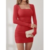 image:imageANRABESS Womens Ribbed Knit Long Sleeve Mini Dresses  Comfy Stretch Bodycon Basic Square Neck Slim Fit Party Cocktail Club Night Out Short Dress Fall Winter ClothesRed