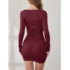 image:imageANRABESS Womens Ribbed Knit Long Sleeve Mini Dresses  Comfy Stretch Bodycon Basic Square Neck Slim Fit Party Cocktail Club Night Out Short Dress Fall Winter ClothesWine Red