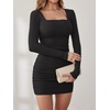 image:imageANRABESS Womens Ribbed Knit Long Sleeve Mini Dresses  Comfy Stretch Bodycon Basic Square Neck Slim Fit Party Cocktail Club Night Out Short Dress Fall Winter ClothesBlack