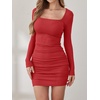image:imageANRABESS Womens Ribbed Knit Long Sleeve Mini Dresses  Comfy Stretch Bodycon Basic Square Neck Slim Fit Party Cocktail Club Night Out Short Dress Fall Winter ClothesRed