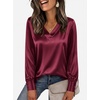 image:imageANRABESS Womens Satin V Neck Blouse Long Sleeve Shirts  Business Casual Outfits Silky Soft Work Office Professional Tops Dressy Elegant Cute Foraml Fall Spring ClothesWine Red