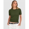 image:imageANRABESS Womens Short Sleeve Sweaters Cropped Crew Neck  Business Casual Work Tops Comfy Lightweight Knit Pullover Classic Sweater Shirts Spring Summer Fall OutfitsArmy Green