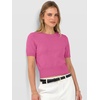 image:imageANRABESS Womens Short Sleeve Sweaters Cropped Crew Neck  Business Casual Work Tops Comfy Lightweight Knit Pullover Classic Sweater Shirts Spring Summer Fall OutfitsHot Pink