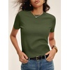 image:imageANRABESS Womens Short Sleeve Sweaters Cropped Crew Neck  Business Casual Work Tops Comfy Lightweight Knit Pullover Classic Sweater Shirts Spring Summer Fall OutfitsArmy Green