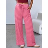 image:imageANRABESS Womens Striped Wide Leg Lounge Pajama Pants  Soft Comfy Strecthy Drawstring Elastic High Waisted Bottoms Pockets Casual Loose Home Daily Wear Cute Fall Winter TrousersPink Red Stripe