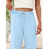 image:imageANRABESS Womens Striped Wide Leg Lounge Pajama Pants  Soft Comfy Strecthy Drawstring Elastic High Waisted Bottoms Pockets Casual Loose Home Daily Wear Cute Fall Winter TrousersBlue White Stripe
