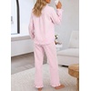 image:imageANRABESS Womens Striped amp Gingham Pajama Sets  Long Sleeve Button Shirts amp Wide Leg Pants with Pockets Soft Comfy Plaid Ruffle Hem Sleepwear 2 Piece Lounge Outfits Pj SetPink White Stripe