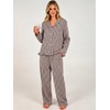 image:imageANRABESS Womens Striped amp Gingham Pajama Sets  Long Sleeve Button Shirts amp Wide Leg Pants with Pockets Soft Comfy Plaid Ruffle Hem Sleepwear 2 Piece Lounge Outfits Pj SetBrown White Plaid
