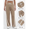 image:imageANRABESS Womens Sweatpants Straight Leg Joggers Track Pants  High Elastic Drawstring Waist Striped Sweat Pants amp Pockets Athletic Sporty Running Lounge Fall Casual Gym Workout PantsKhaki