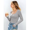 image:imageANRABESS Womens Tops Long Sleeve Shirt Built in Bra  Square NeckSoft Stretchy TextureRibbed Knit Slim Fit tees Casual Everyday Going Out Fall Winter Season LayerGrey