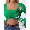 image:imageANRABESS Womens Tops Long Sleeve Shirt Built in Bra  Square NeckSoft Stretchy TextureRibbed Knit Slim Fit tees Casual Everyday Going Out Fall Winter Season LayerGreen