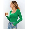 image:imageANRABESS Womens Tops Long Sleeve Shirt Built in Bra  Square NeckSoft Stretchy TextureRibbed Knit Slim Fit tees Casual Everyday Going Out Fall Winter Season LayerGreen