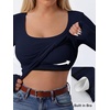 image:imageANRABESS Womens Tops Long Sleeve Shirt Built in Bra  Square NeckSoft Stretchy TextureRibbed Knit Slim Fit tees Casual Everyday Going Out Fall Winter Season LayerNavy Blue