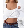 image:imageANRABESS Womens Tops Long Sleeve Shirt Built in Bra  Square NeckSoft Stretchy TextureRibbed Knit Slim Fit tees Casual Everyday Going Out Fall Winter Season LayerWhite