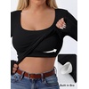 image:imageANRABESS Womens Tops Long Sleeve Shirt Built in Bra  Square NeckSoft Stretchy TextureRibbed Knit Slim Fit tees Casual Everyday Going Out Fall Winter Season LayerBlack