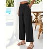 image:imageANRABESS Womens Wide Leg Cropped Palazzo Pants  Lightweight Breathable Elastic High Waisted Pants Beach Vacation Flowy Lounge amp Casual Summer Trousers with Pockets