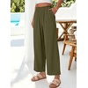 image:imageANRABESS Womens Wide Leg Cropped Palazzo Pants Army Green L  Lightweight Breathable Elastic High Waisted Pants Beach Vacation Flowy Lounge amp Casual Summer Trousers with Pockets