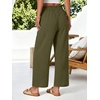image:imageANRABESS Womens Wide Leg Cropped Palazzo Pants Army Green M  Lightweight Breathable Elastic High Waisted Pants Beach Vacation Flowy Lounge amp Casual Summer Trousers with Pockets
