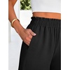 image:imageANRABESS Womens Wide Leg Cropped Palazzo Pants Black M  Lightweight Breathable Elastic High Waisted Pants Beach Vacation Flowy Lounge amp Casual Summer Trousers with Pockets