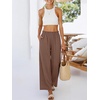 image:imageANRABESS Womens Wide Leg Cropped Palazzo Pants Brown S  Lightweight Breathable Elastic High Waisted Pants Beach Vacation Flowy Lounge amp Casual Summer Trousers with Pockets