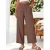 image:imageANRABESS Womens Wide Leg Cropped Palazzo Pants Brown S  Lightweight Breathable Elastic High Waisted Pants Beach Vacation Flowy Lounge amp Casual Summer Trousers with Pockets