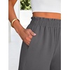 image:imageANRABESS Womens Wide Leg Cropped Palazzo Pants Dark Grey M  Lightweight Breathable Elastic High Waisted Pants Beach Vacation Flowy Lounge amp Casual Summer Trousers with Pockets