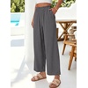 image:imageANRABESS Womens Wide Leg Cropped Palazzo Pants Dark Grey M  Lightweight Breathable Elastic High Waisted Pants Beach Vacation Flowy Lounge amp Casual Summer Trousers with Pockets