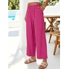 image:imageANRABESS Womens Wide Leg Cropped Palazzo Pants Hot Pink L  Lightweight Breathable Elastic High Waisted Pants Beach Vacation Flowy Lounge amp Casual Summer Trousers with Pockets