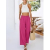 image:imageANRABESS Womens Wide Leg Cropped Palazzo Pants Hot Pink XL  Lightweight Breathable Elastic High Waisted Pants Beach Vacation Flowy Lounge amp Casual Summer Trousers with Pockets
