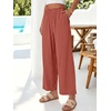 image:imageANRABESS Womens Wide Leg Cropped Palazzo Pants Orange Red S  Lightweight Breathable Elastic High Waisted Pants Beach Vacation Flowy Lounge amp Casual Summer Trousers with Pockets
