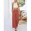 image:imageANRABESS Womens Wide Leg Cropped Palazzo Pants Orange Red S  Lightweight Breathable Elastic High Waisted Pants Beach Vacation Flowy Lounge amp Casual Summer Trousers with Pockets