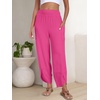 image:imageANRABESS Womens Wide Leg Palazzo Capri Barrel Pants  Lightweight Breathable High Waisted Cropped Trousers Beach Vacation Work Outfits Summer Casual Lounge Flowy PantsHot Pink