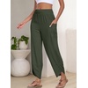 image:imageANRABESS Womens Wide Leg Palazzo Capri Barrel Pants  Lightweight Breathable High Waisted Cropped Trousers Beach Vacation Work Outfits Summer Casual Lounge Flowy PantsDark Green